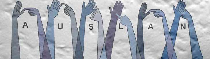 auslanalphabet735490 AUSLAN written in a light background with hands showing signs