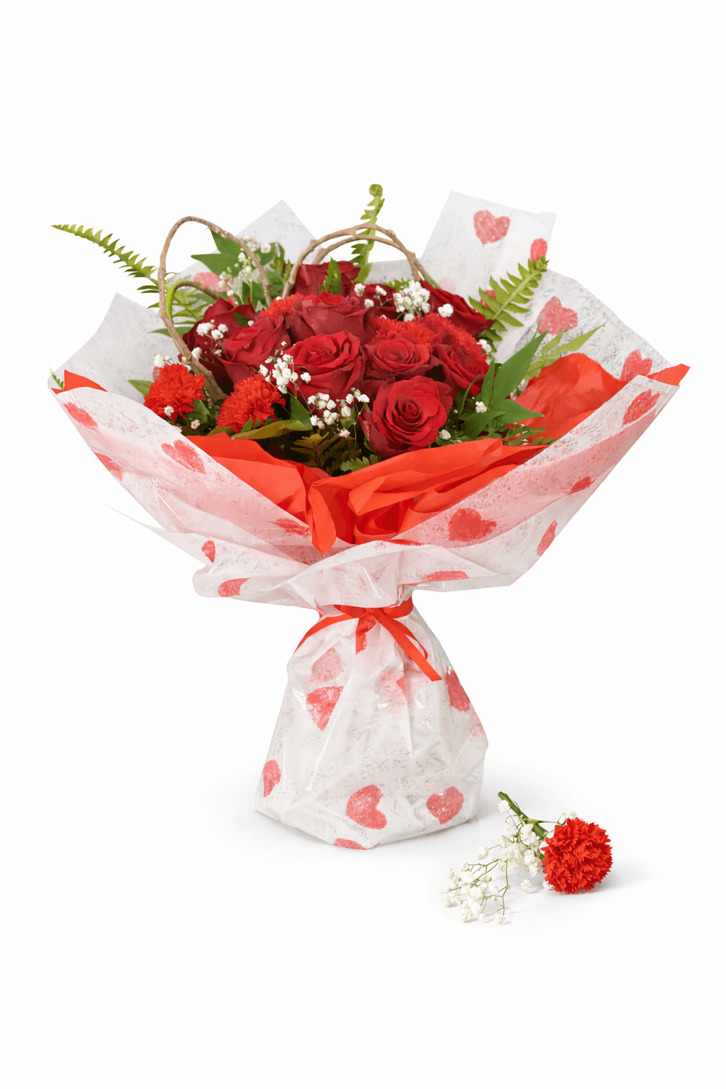 Red rose flower arrangement for valentines day